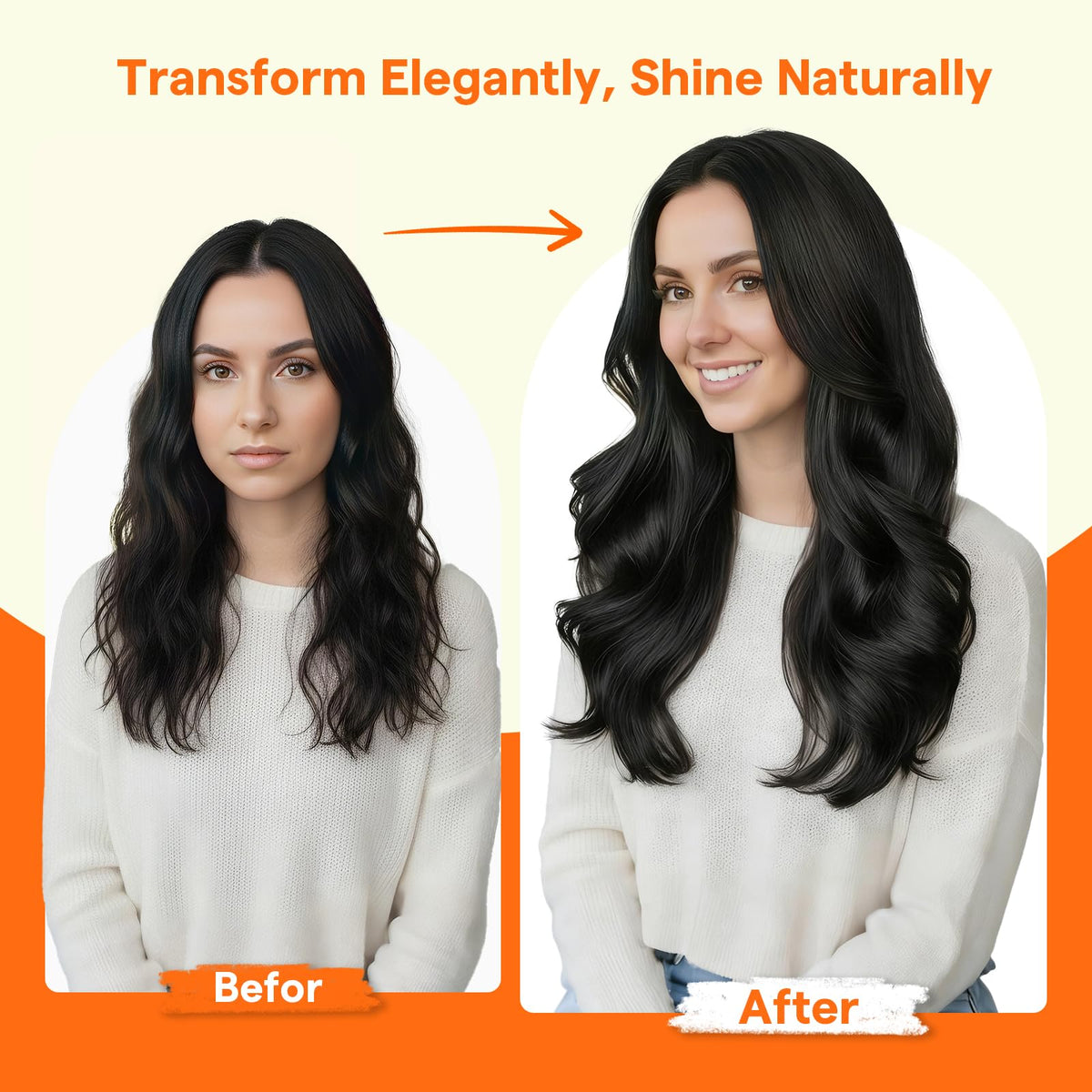 Full Shine Mini Flat Tip Human Hair Extensions displayed with styling tools