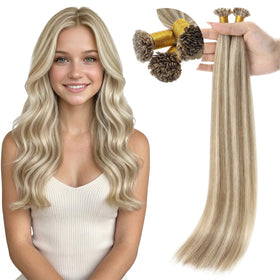 Full Shine Mini Flat Tip Remy Hair Extensions Honey Dirty Blonde front view