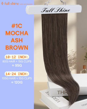 Full Shine Mocha Brown Clip in Hair Extensions packaging