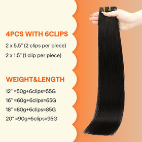 Full Shine Natural Black Hair Extensions displayed on a table