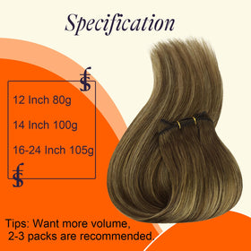 Full Shine Ombre Brown hair extensions displayed on a mannequin