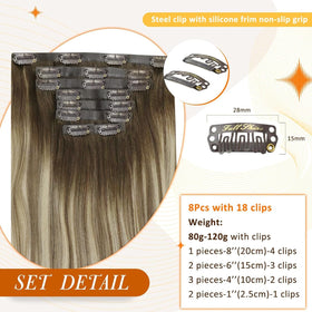 Full Shine Ombre Clip in Hair Extensions displayed with packaging