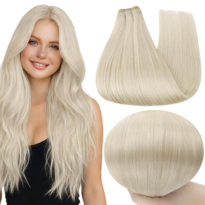 Full Shine Sew In Extensions 20 Inch White Blonde front view