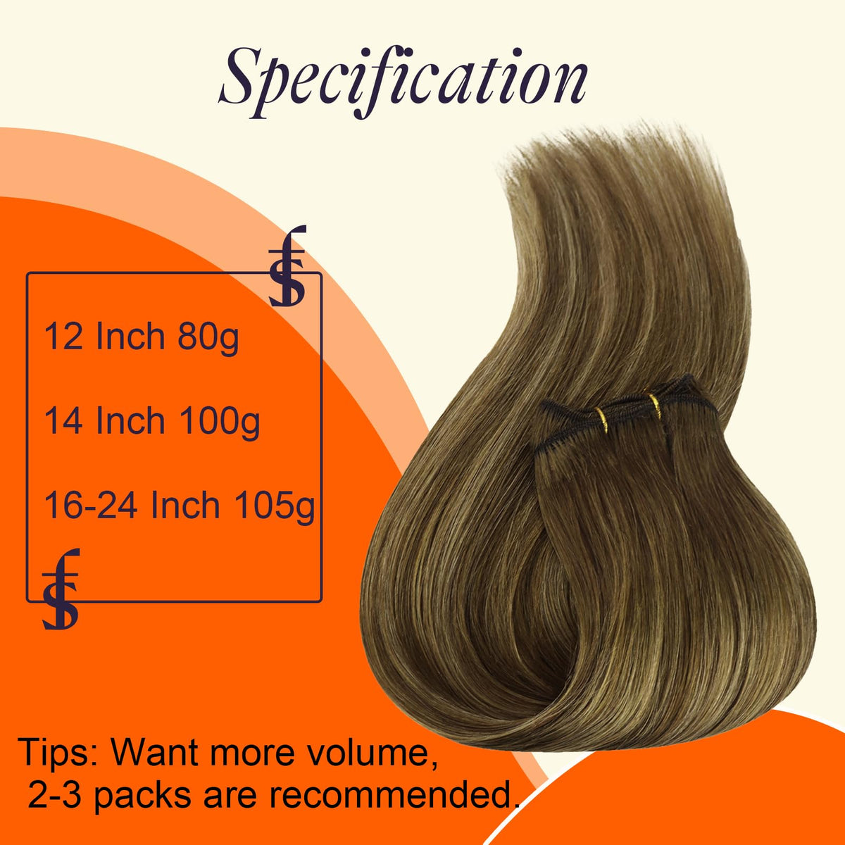 Full Shine Sew In Weft Hair Extensions 20 Inch Balayage Brown displayed on a mannequin