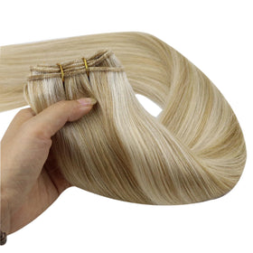Full Shine Sew In Weft Hair Extensions showing colour blend