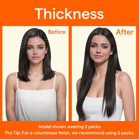 Full Shine Soft Black Clip-In Extensions back view
