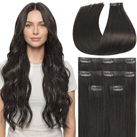 Full Shine Soft Black Clip-In Extensions front view