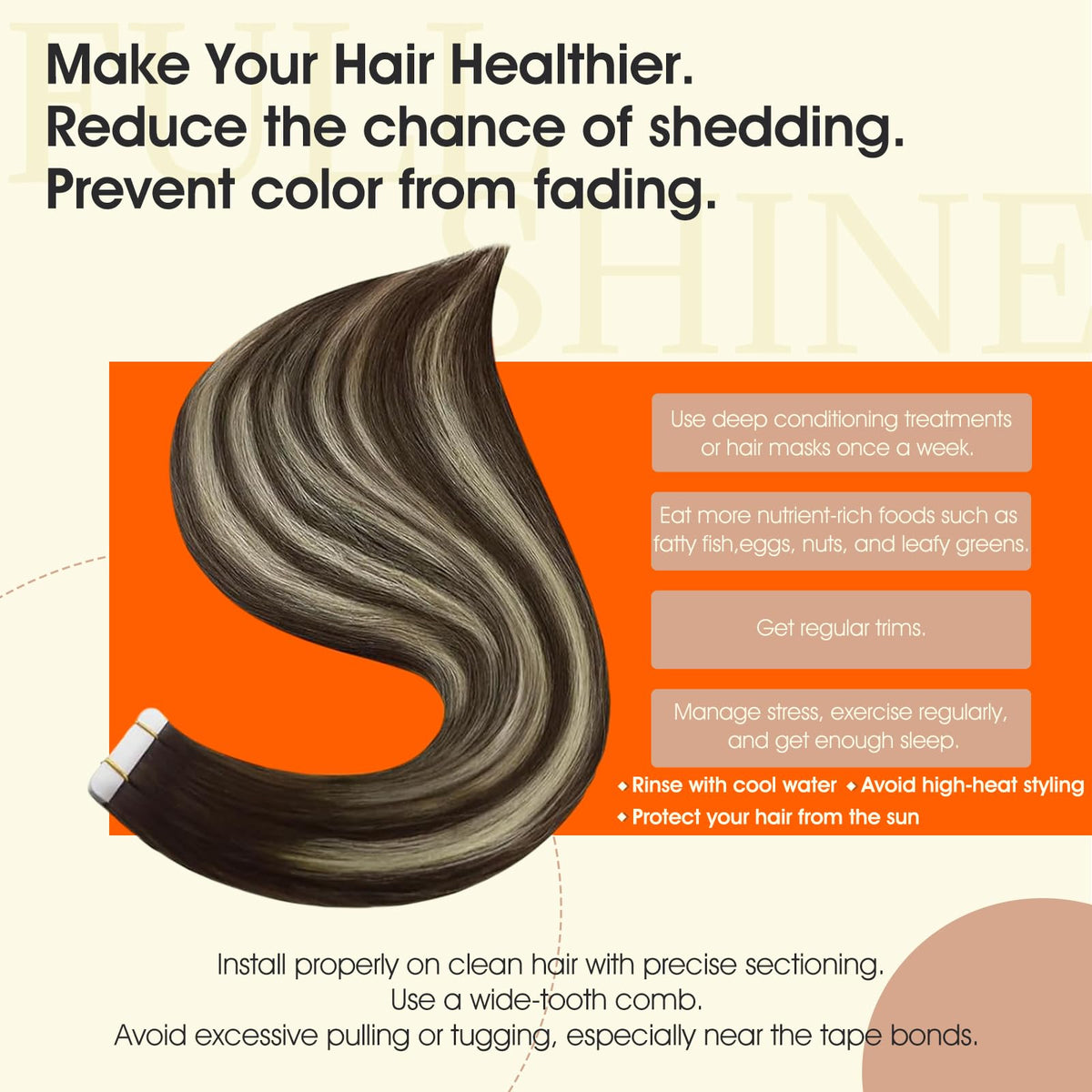 Full Shine Tape In Extensions 14 Inch Brown Platinum in packaging