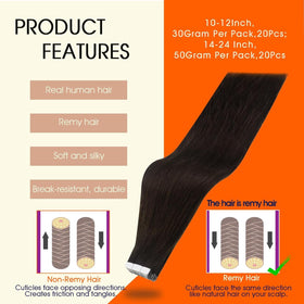 Full Shine Tape In Extensions 14 Inch Dark Brown packaging