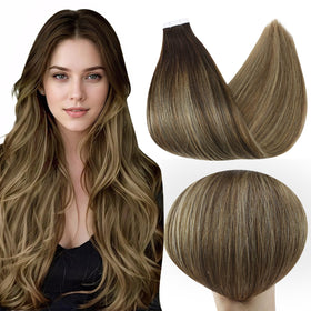 Full Shine Tape in Extensions 14 Inch Off Black Honey Blonde front view