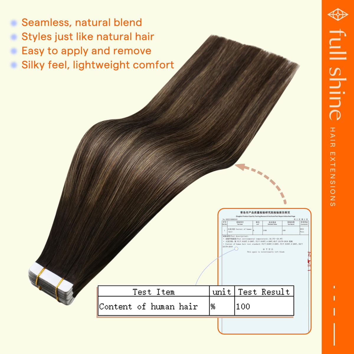 Full Shine Tape in Extensions 20 Inch Brown Ombre packaging