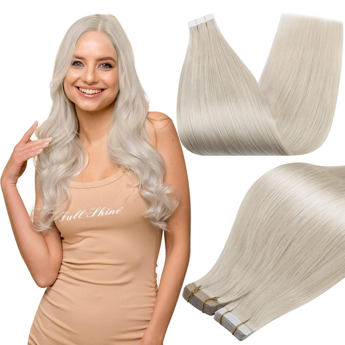 Full Shine Tape In Extensions 22 Inch 1000 Blonde front view