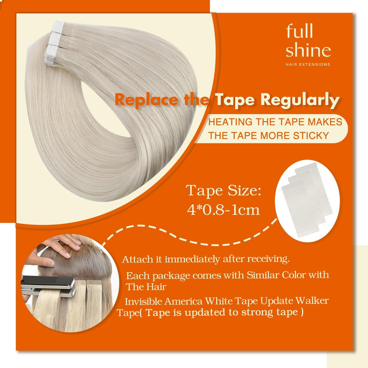 Full Shine Tape In Extensions 22 Inch 1000 Blonde lifestyle scene