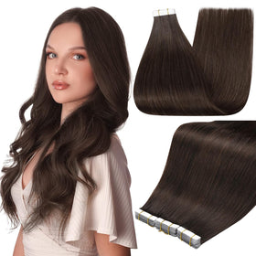 Full Shine Tape In Extensions 22 Inch Dark Brown front view