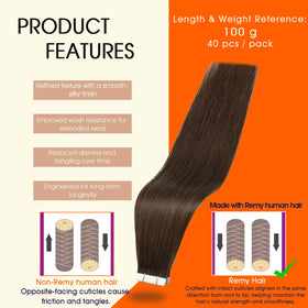 Full Shine Tape In Extensions 22 Inch Medium Brown packaging
