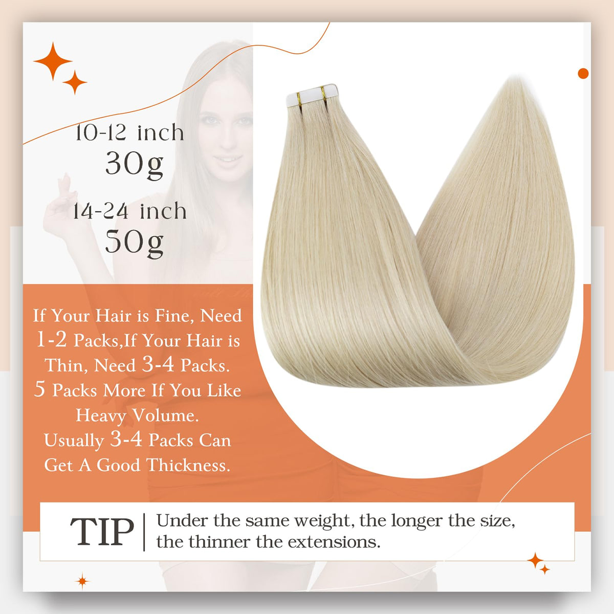 Full Shine Tape In Extensions 613 Bleach Blonde displayed with packaging