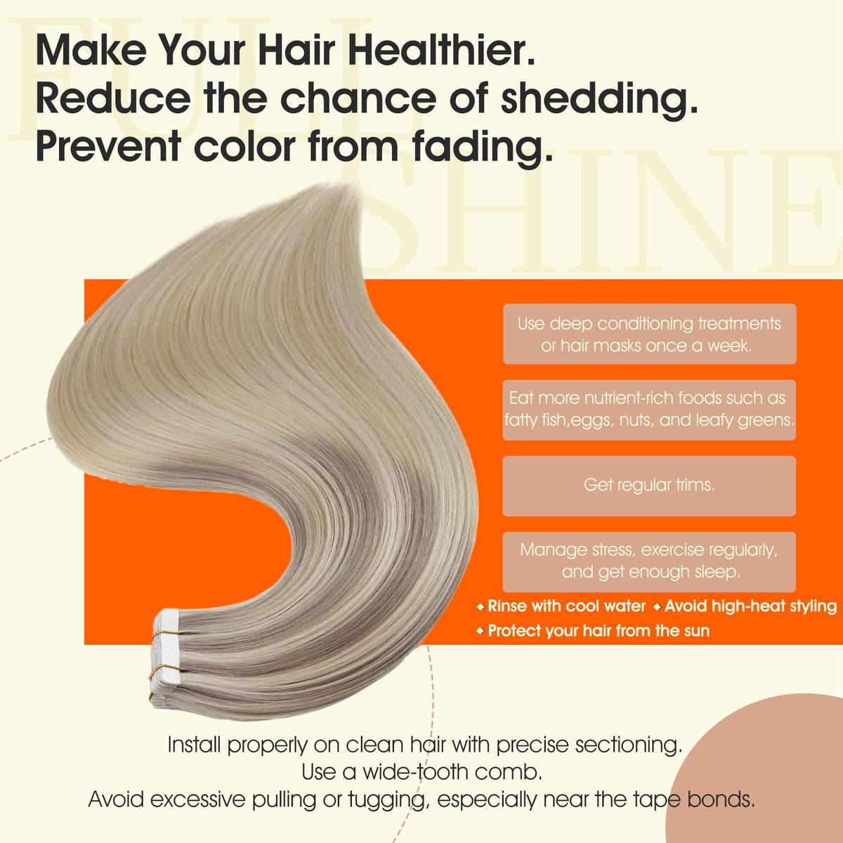 Full Shine Tape In Extensions Ash Blonde Blend packaging