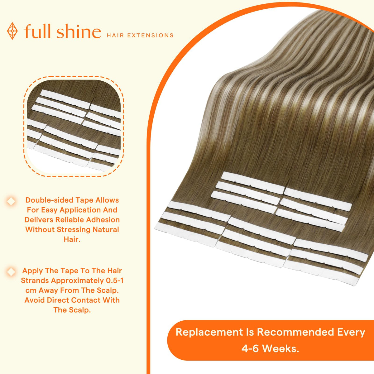 Full Shine Tape in Extensions Ash Brown Beige Blonde lifestyle scene