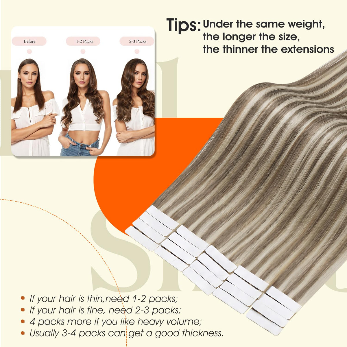 Full Shine Tape In Extensions Ash Brown Blonde packaged
