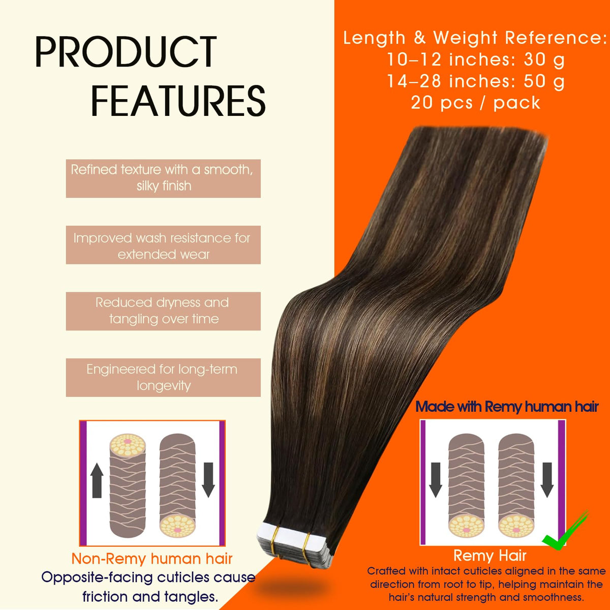 Full Shine Tape In Extensions Brown Balayage packaging