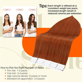 Full Shine Tape In Extensions Copper Flame packaging