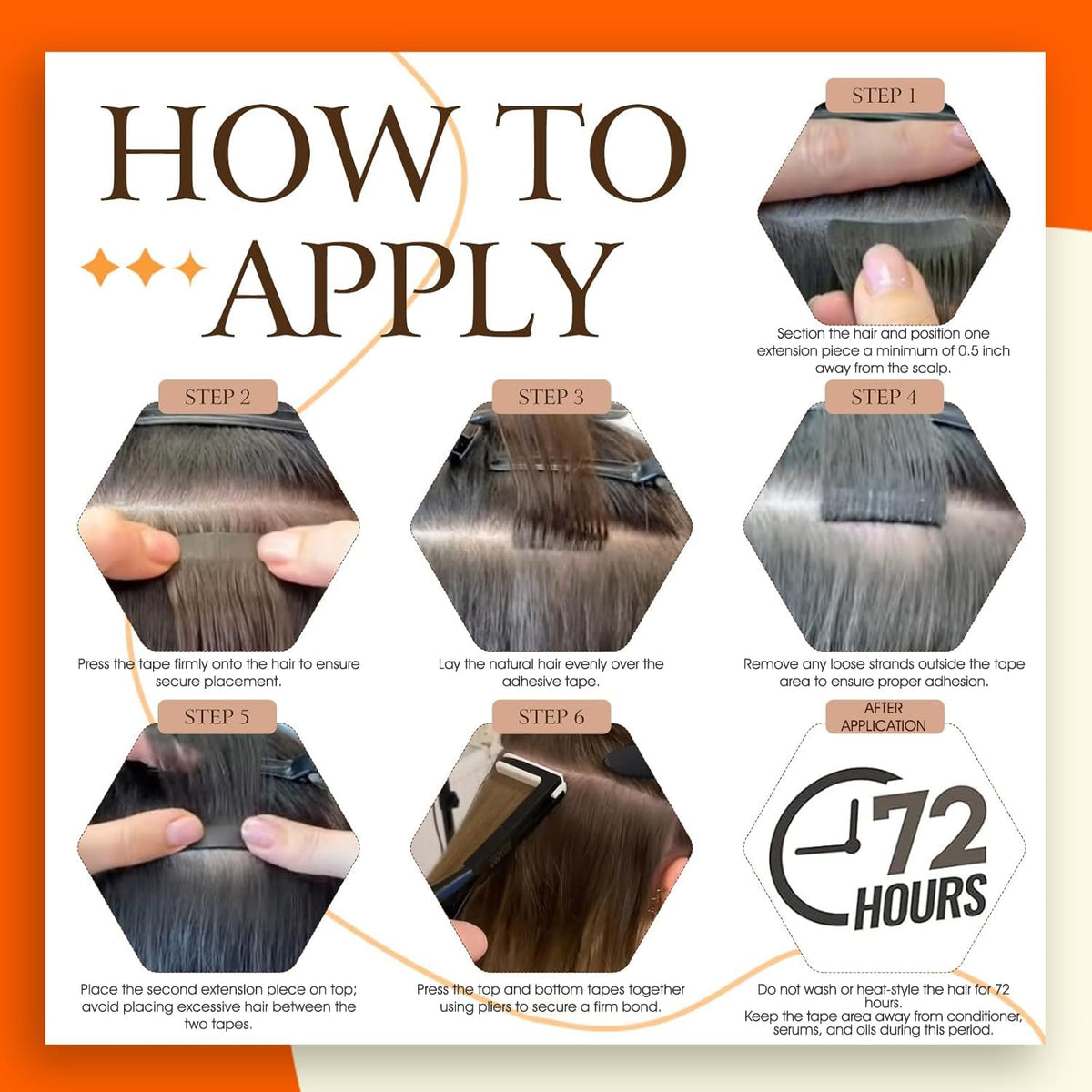 Full Shine Tape In Extensions Dark Brown Caramel application process