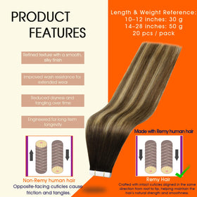 Full Shine Tape In Extensions Dark Brown Caramel packaging