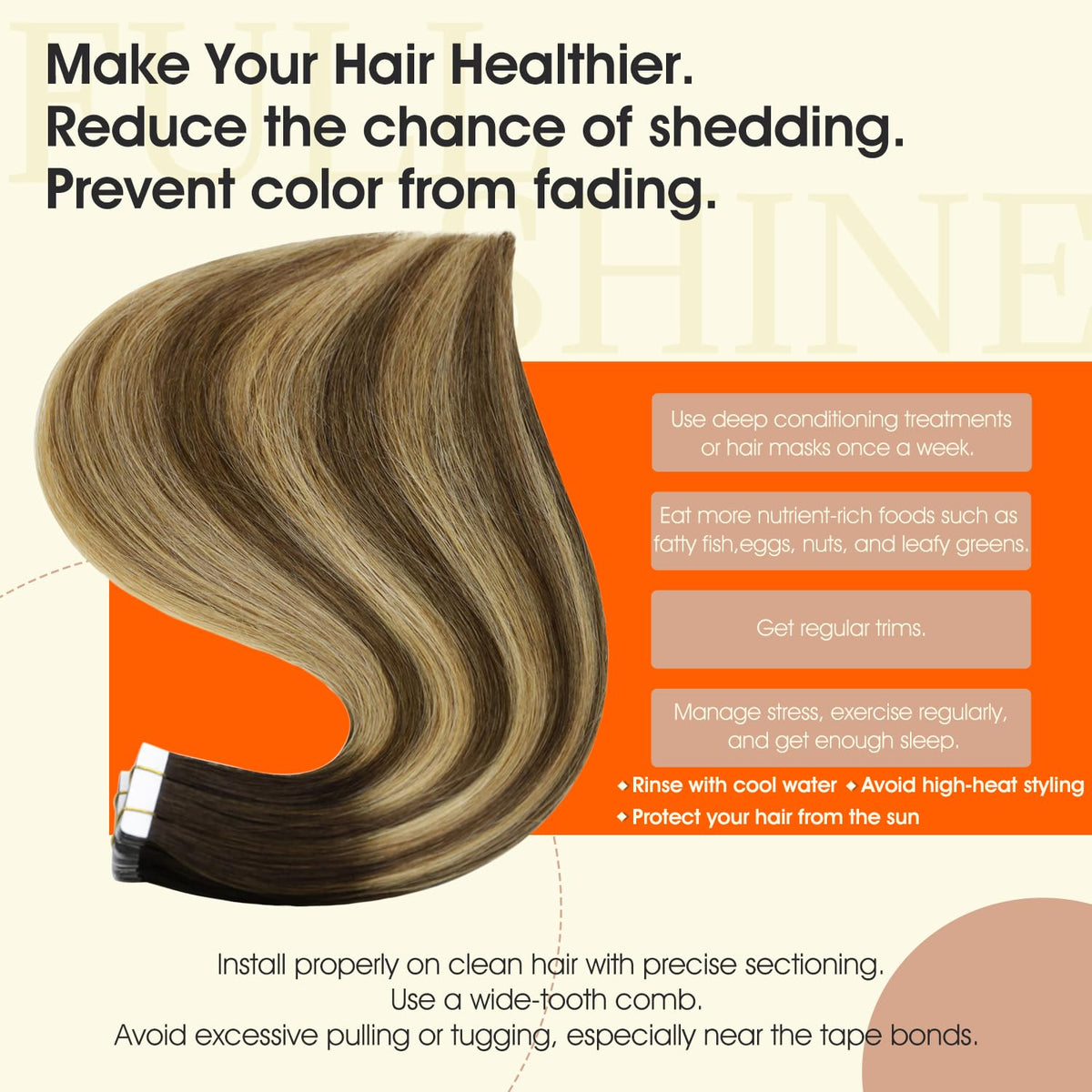 Full Shine Tape In Extensions Dark Brown Caramel side view
