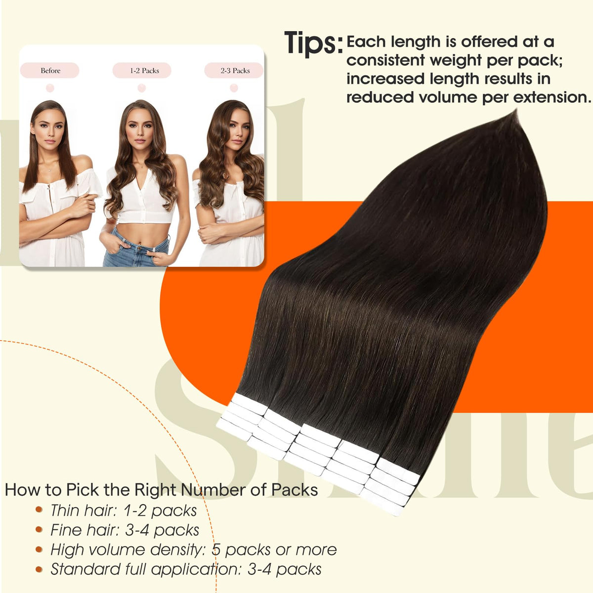 Full Shine Tape In Extensions dark brown on a model