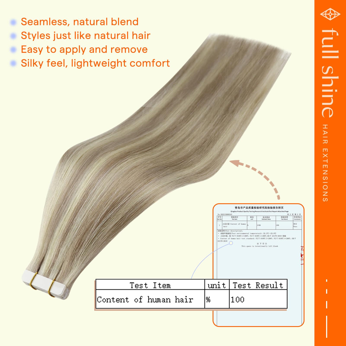 Full Shine Tape in Extensions displayed in packaging