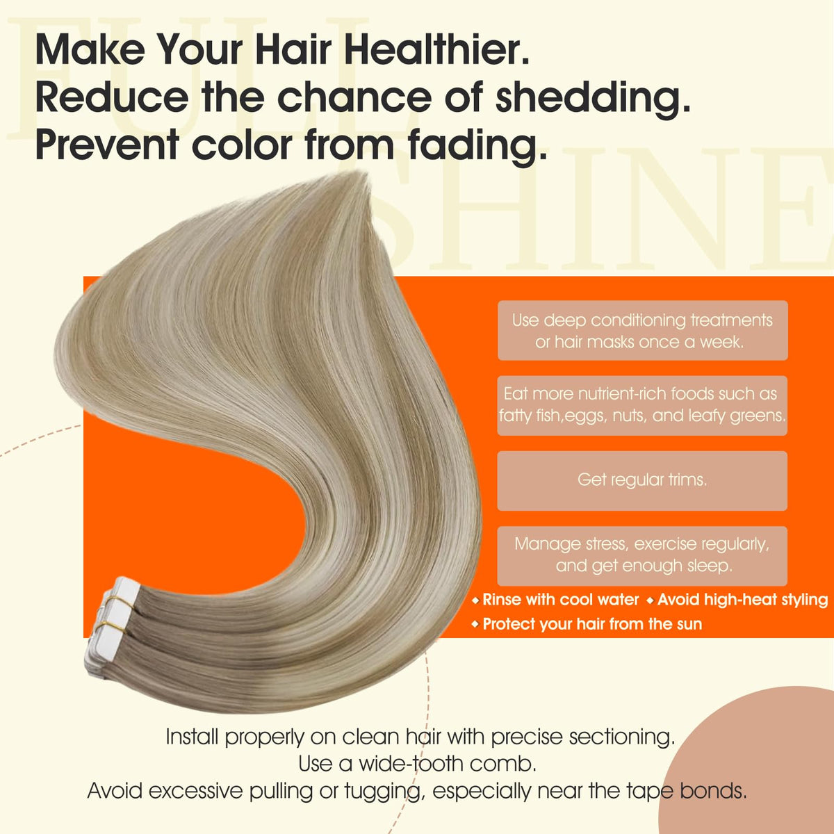 Full Shine Tape In Extensions displayed in packaging