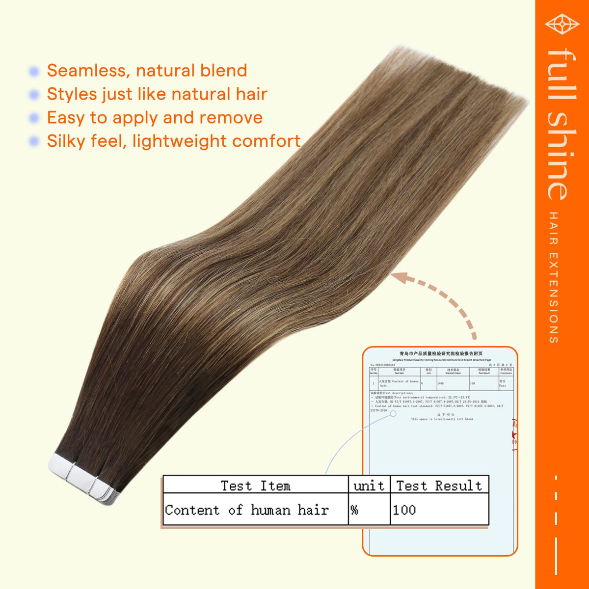 Full Shine Tape in Extensions displayed with different colour options