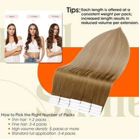Full Shine Tape In Extensions displayed with packaging