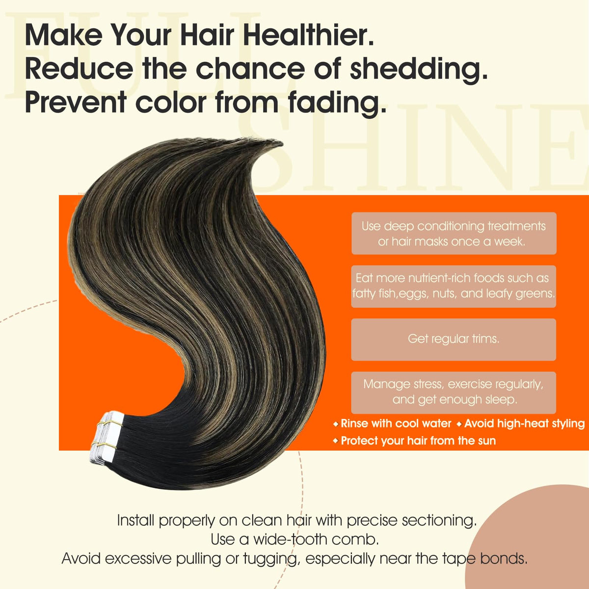 Full Shine Tape In Extensions displayed with packaging