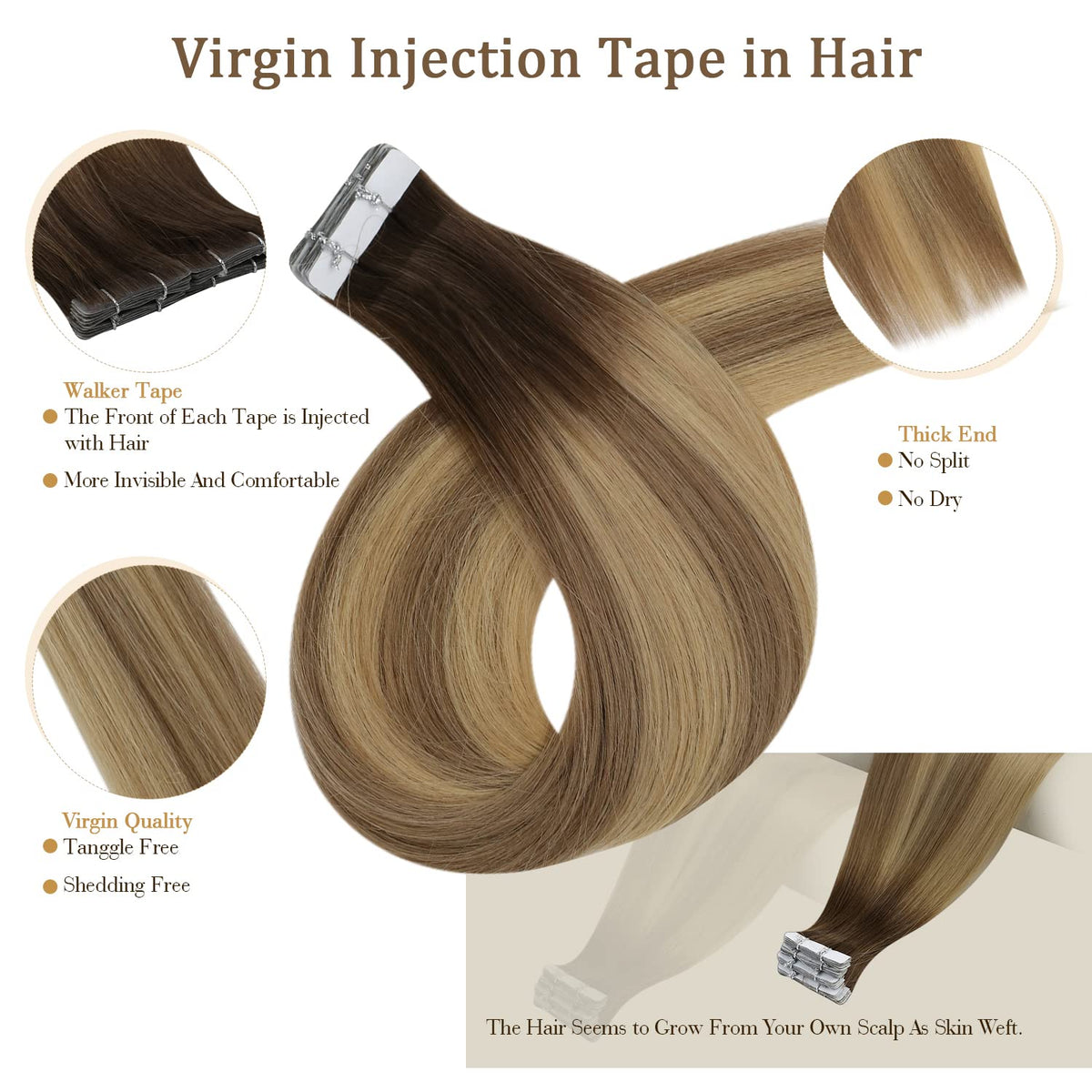 Full Shine tape in extensions displayed with packaging