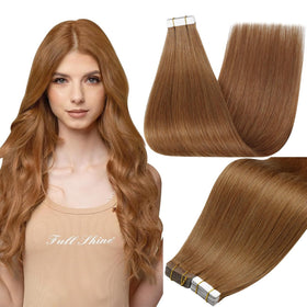 Full Shine Tape In Extensions Ginger Copper front view
