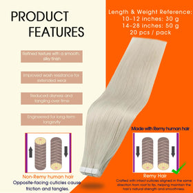 Full Shine Tape In Extensions Ice Blonde 18 Inch packaging
