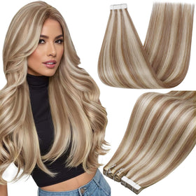 Full Shine Tape In Extensions Light Linen Blonde 20 Inch front view