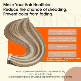 Full Shine Tape In Extensions Light Linen Blonde styled in soft waves