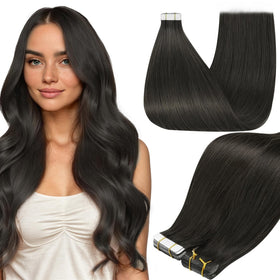 Full Shine Tape In Extensions Mocha Brown 20 Inch front view