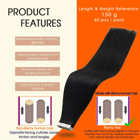Full Shine Tape In Extensions Off Black 20 Inch packaging