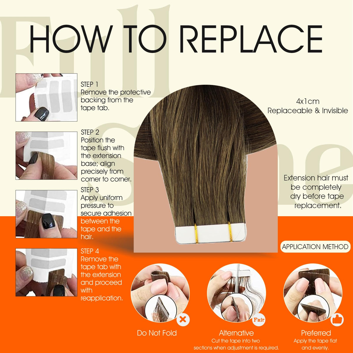 Full Shine Tape In Extensions on a mannequin head