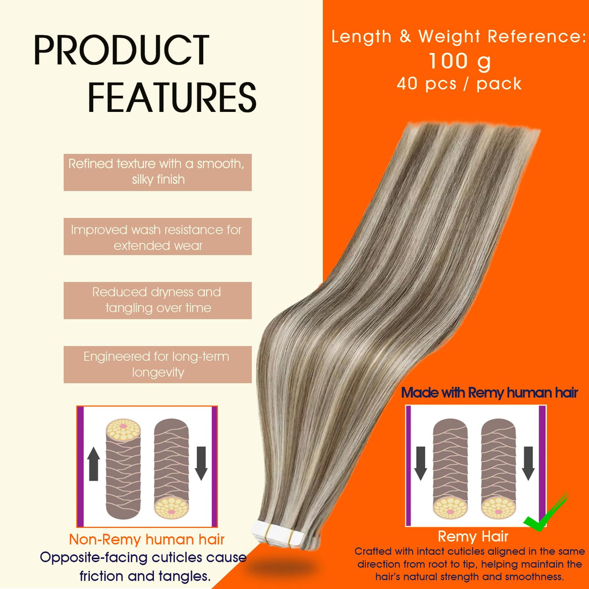 Full Shine Tape In Extensions packaging with Ash Brown Blonde shade