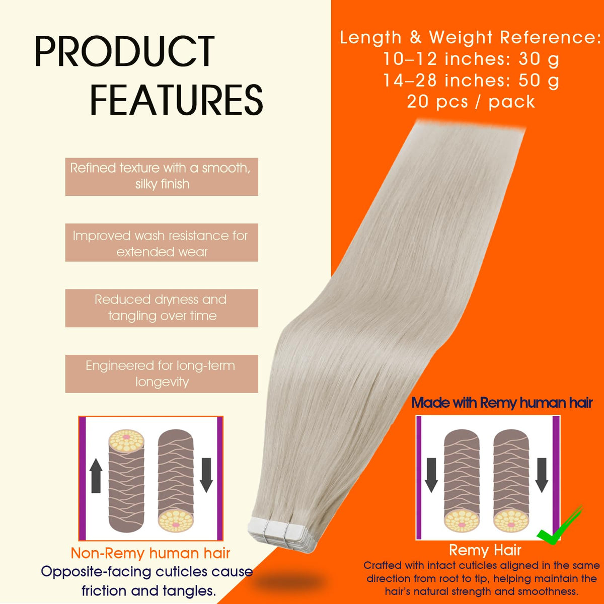 Full Shine Tape In Extensions packaging with details