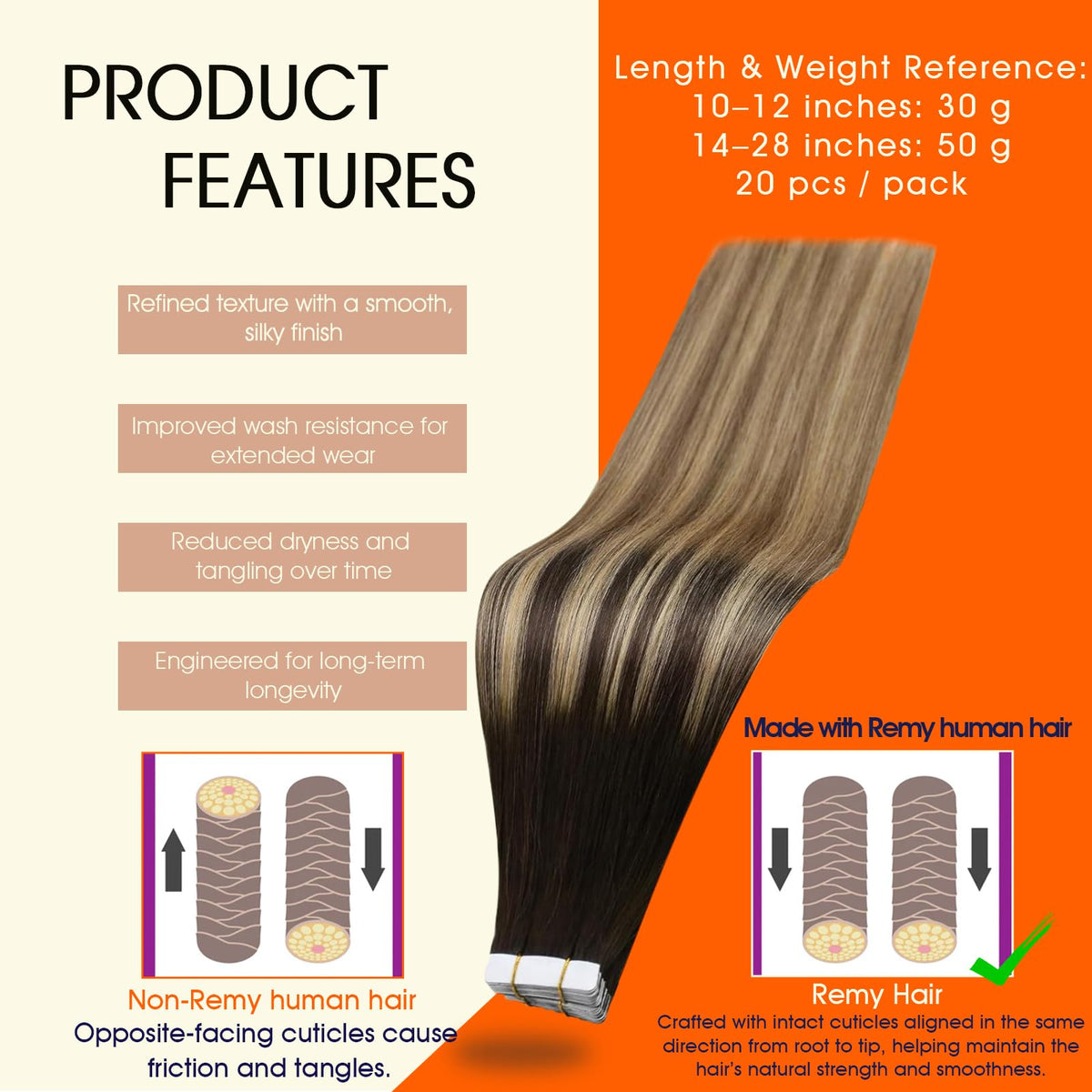 Full Shine Tape In Extensions packaging with details