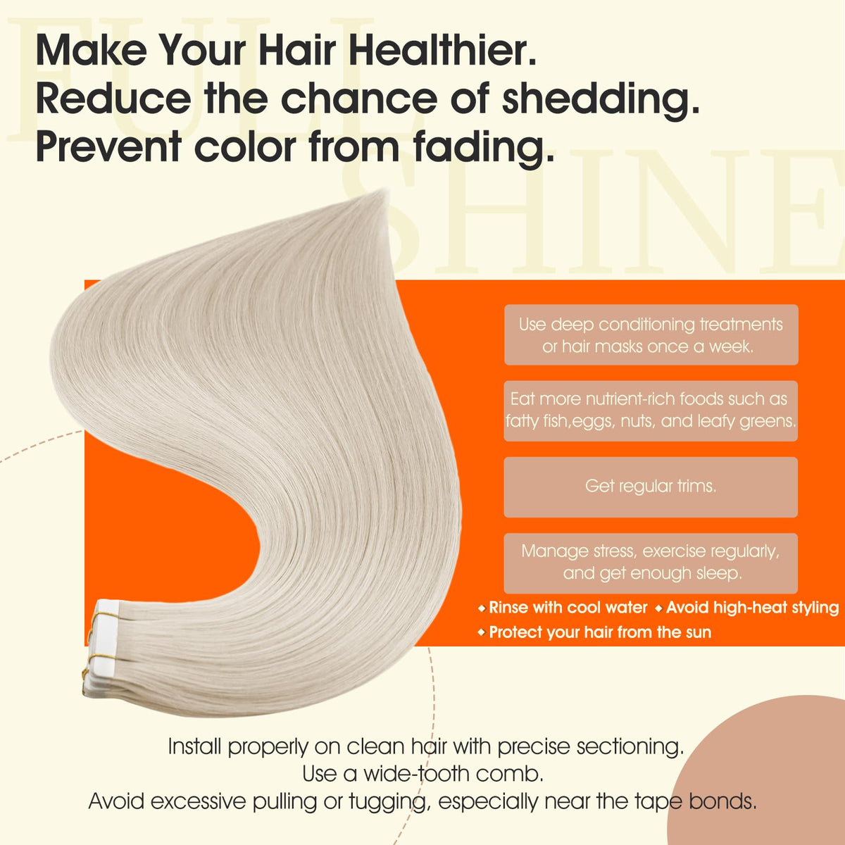 Full Shine Tape In Extensions Platinum Blonde displayed with packaging