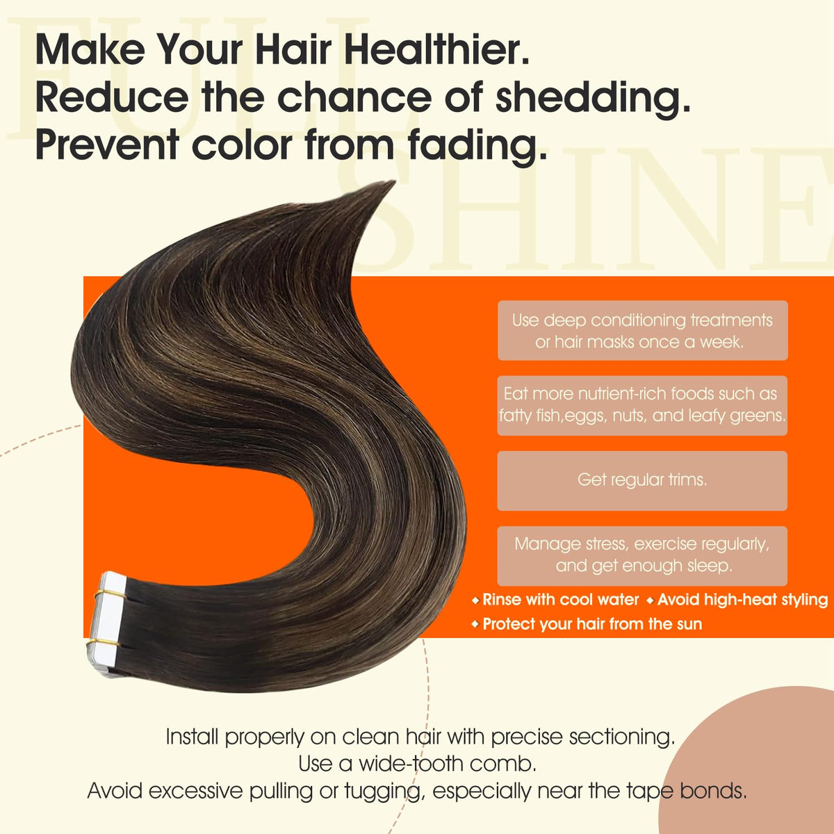 Full Shine Tape In Extensions styled in soft waves