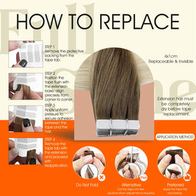 Full Shine Tape In Hair Extensions 14 Inch on a model