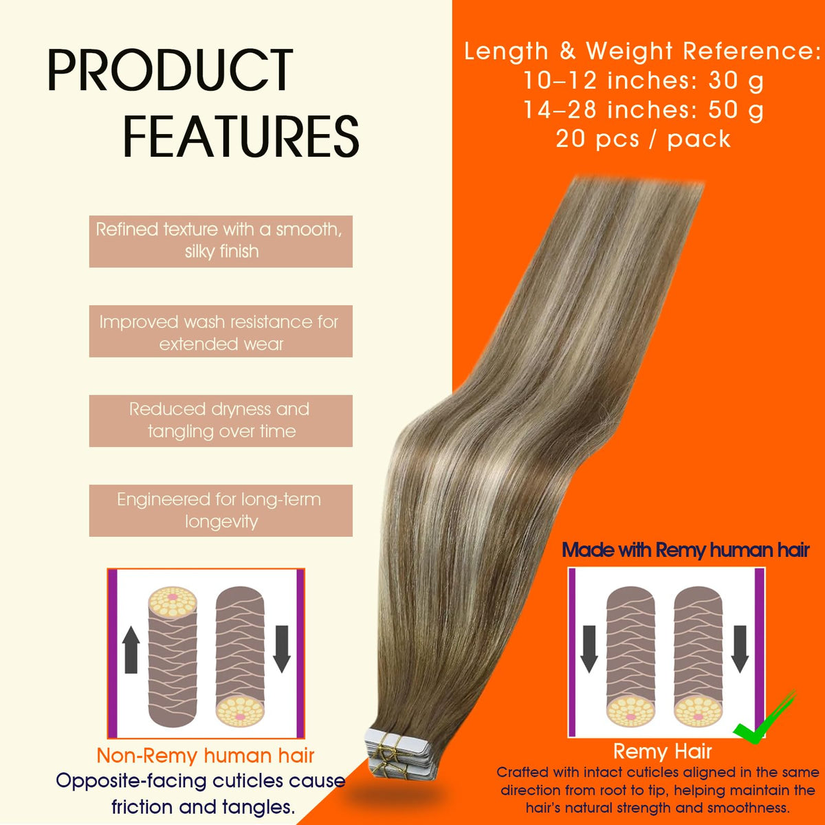Full Shine Tape In Hair Extensions 14 Inch Rooted Ash Blonde packaging