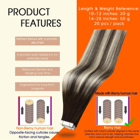 Full Shine Tape In Hair Extensions 16 Inch packaging